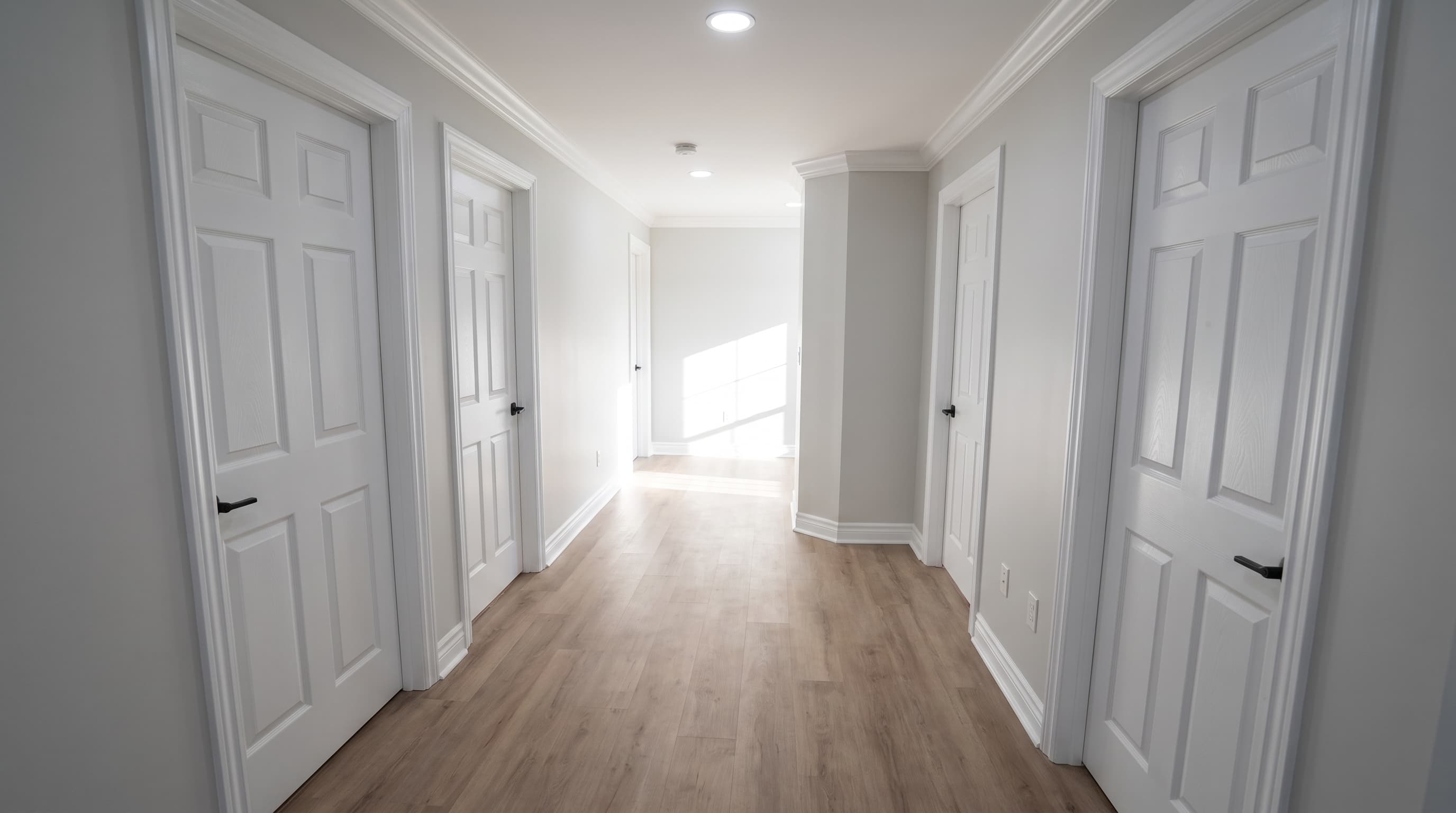 Modern Hallway with White Doors